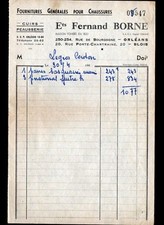 ORLEANS (45) CUIRS PEAUSSERIE / Fournitures CHAUSSURES "Ets Fernand BORNE" 1950
