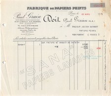 1937 FABRIQUE DE PAPIERS PEINTS PAUL GRUIN A PARIS - M. GUINGOT A REMIREMONT