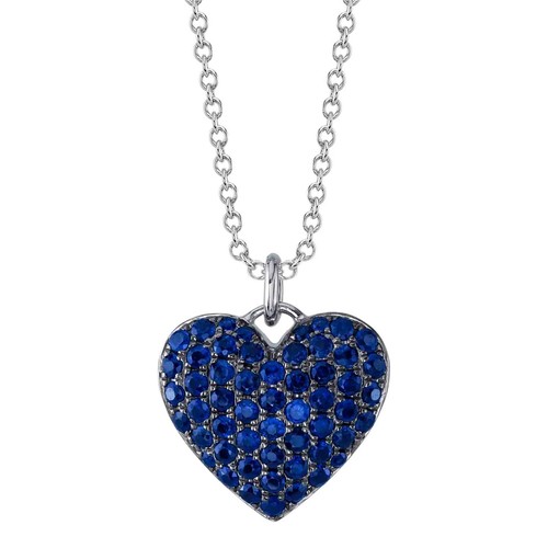 Saphir bleu collier coeur - collier,