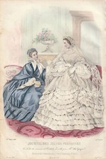 Gravure Mode Journal des Jeunes Personnes Mars 1861 Signée Héloïse Leloir 2