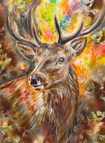 œuvre originale cerf - originale, 50x65
