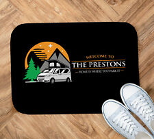 Personnalisé Camping-Car Porte MAT – Soleil Welcome (Noir et Orange