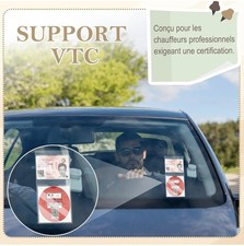 Lot de 2 Supports Adhésifs Double Pochette VTC pour Pare-Brise | Porte Carte Pro