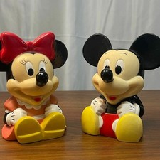 [Rare] Tirelire vintage Mickey Minnie paire vinyle souple