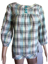 F270 Vêtement Occasion Femme Chemisier m.3/4 carreaux BONOBO T. S