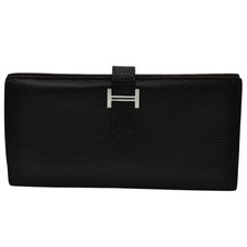 Hermes Bearn Lizard noir long