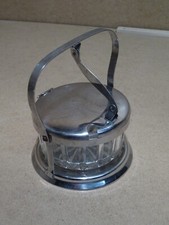 Plat de service à Caviar en verre / Sucrier à balançoire