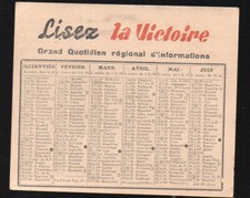 calendrier  LA VICTOIRE 1947