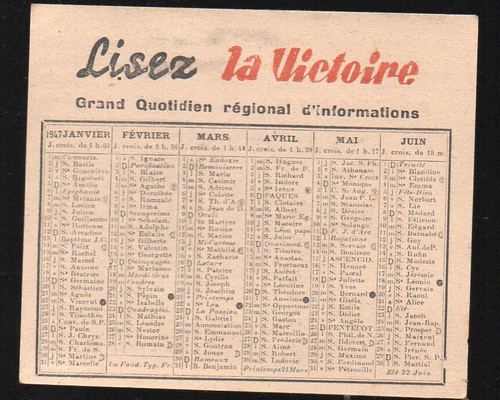 Calendrier victoire 1947 - la,