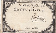 5 Livres - 10 Brumaire An II (31.10.1793) - Sign. Petitain - Série 14383