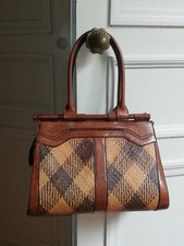 Sac à main en cuir et  paille des années 60/70, ancien marron