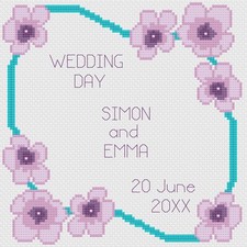 Point de Croix Mariage Échantillonneur Kit Ou Motif - Florashell - Violet Fleur