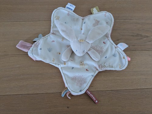 Doudou plat lapin - lapin, blanc