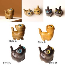 Statue de chat en bois, mini