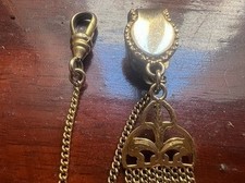 🔴 Chaîne Montre Poche Victorienne Chatelaine Joint Pinchbeck Antique 1800 N.2