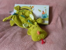Doudou marionnette dragon Lilliputiens Walter dragon vert avec sa boîte