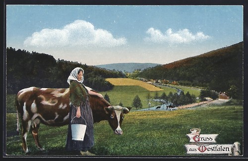 Paysanne avec vache laitière