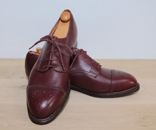 NOS 1940s New French Burgundy Leather Men's Derby Shoes 41FR 8US Made in France