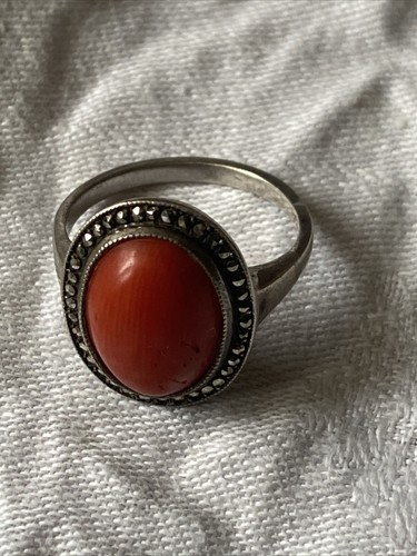 Bague argent massif corail - argent,
