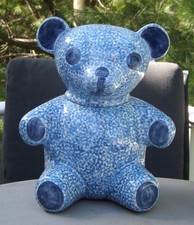 N.S Gustin Pot À Biscuits En Éponge Bleu Ourson En Très Bon État