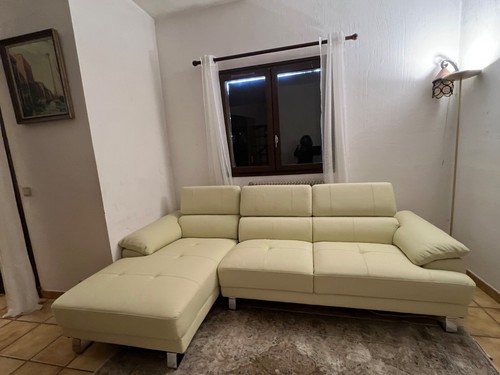 Canapé cuir buffle beige avec - buffle,
