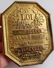 Plaque laiton loi garde chasse