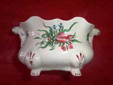 Jardinière ovale à griffes sur 4 pieds St Clément - motif floral Réverbère fin  