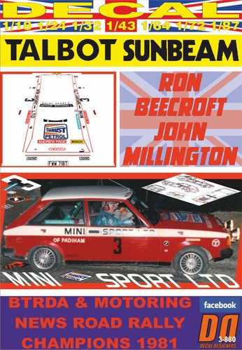 Decal talbot sunbeam - talbot, r