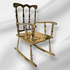 Vintage Heavy Solid Brass Rocking Chair Ornament 6.8 Inches High Decor Home