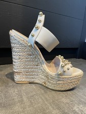 Elie Saab Cream 6 Inch Leather Heels 10 Platform