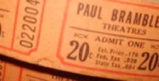 Lot de 30 TICKET CINEMA 20 CENTS 1940 ! Paul Bramblett Theatre USA déco mariage 