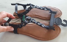 paire de CHAUSSURE ETE SANDALE NOIR NOIRE FLEUR POINTURE 38 NEUF FEMME FILLE