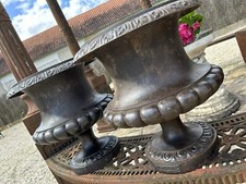 Paire De 42cm Vasques Alfred Corneau en Fonte fin XIXe siècle Étiquette Signé