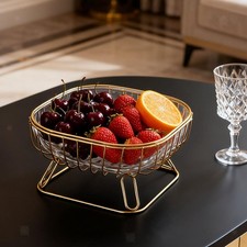 Corbeille à fruits en fil métallique, plateau de table élégant et