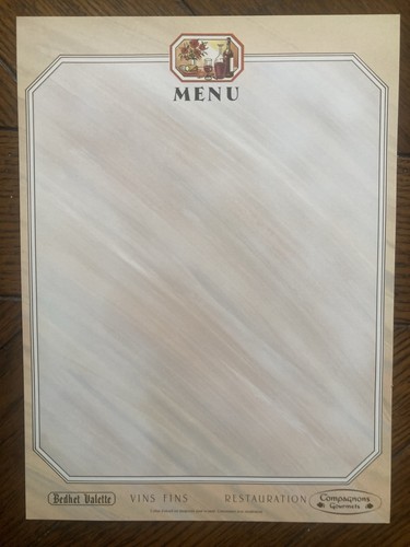 Menu ancien publicitaire - ancien,