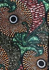 Tissu wax pagne imprimé coloré africain 6 Yards (5,48 metres) 100% Coton  