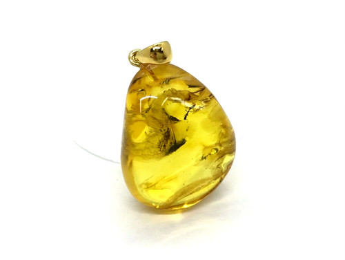 Pendentif ambre avec insectes - pendentif,
