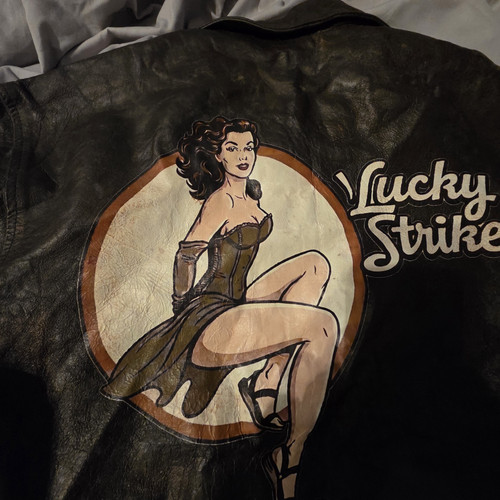 Brown leather jacket - brown, print