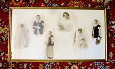 ANCIEN GRAND CADRE PHOTOS , GRAVURES DOCUMENTS  ENCADRES  -costumes communion
