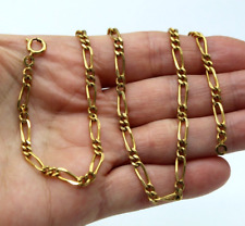 Collier Chaîne Vintage en Plaqué Or Jaune Maille Figaro Orfèvre BA Long. 46,5cm