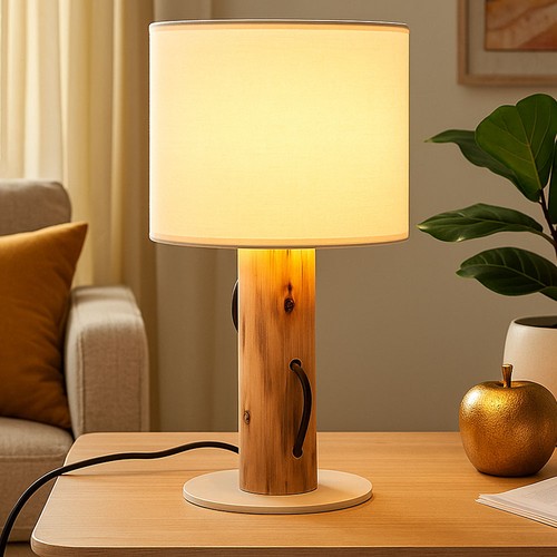 Lampe table bois salle - de,