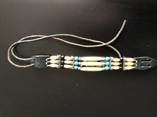 Vintage : bracelet hippie navajo en cuir perle et os années 70