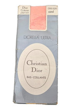 CHRISTIAN DIOR Collants Vintage Diorella Ultra 106 Taille Unique Corail 15 Den