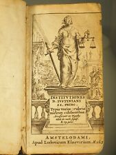 LIVRE DE DROIT ANCIEN LATIN INTITUTES DE JUSTINIEN 1653 BOOK