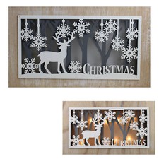 Boîte Lumineuse De Nuit Silhouette Flocon De Neige 30Cm Avec Renne