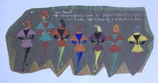 Dessin Gouache Maquette Projet Costume Théâtre Frise Personnages Colorés