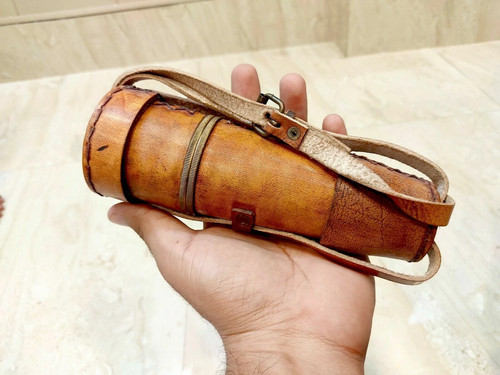 Ancien télescope cuir laiton