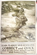 AFFICHE FAC SIMILE GUERRE DE 1914-18 " APRENEZ A REGLER VOTRE RESPIRATEUR   "