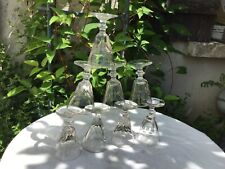 9 ANCIENS PETITS VERRES À LIQUEUR SUR PIED  massifs à cotes bistrot 19eme