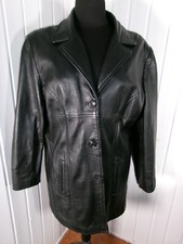 Veste droite manteau 3/4 boutons cuir agneau souple noir OAKWOOD XXL 44/46